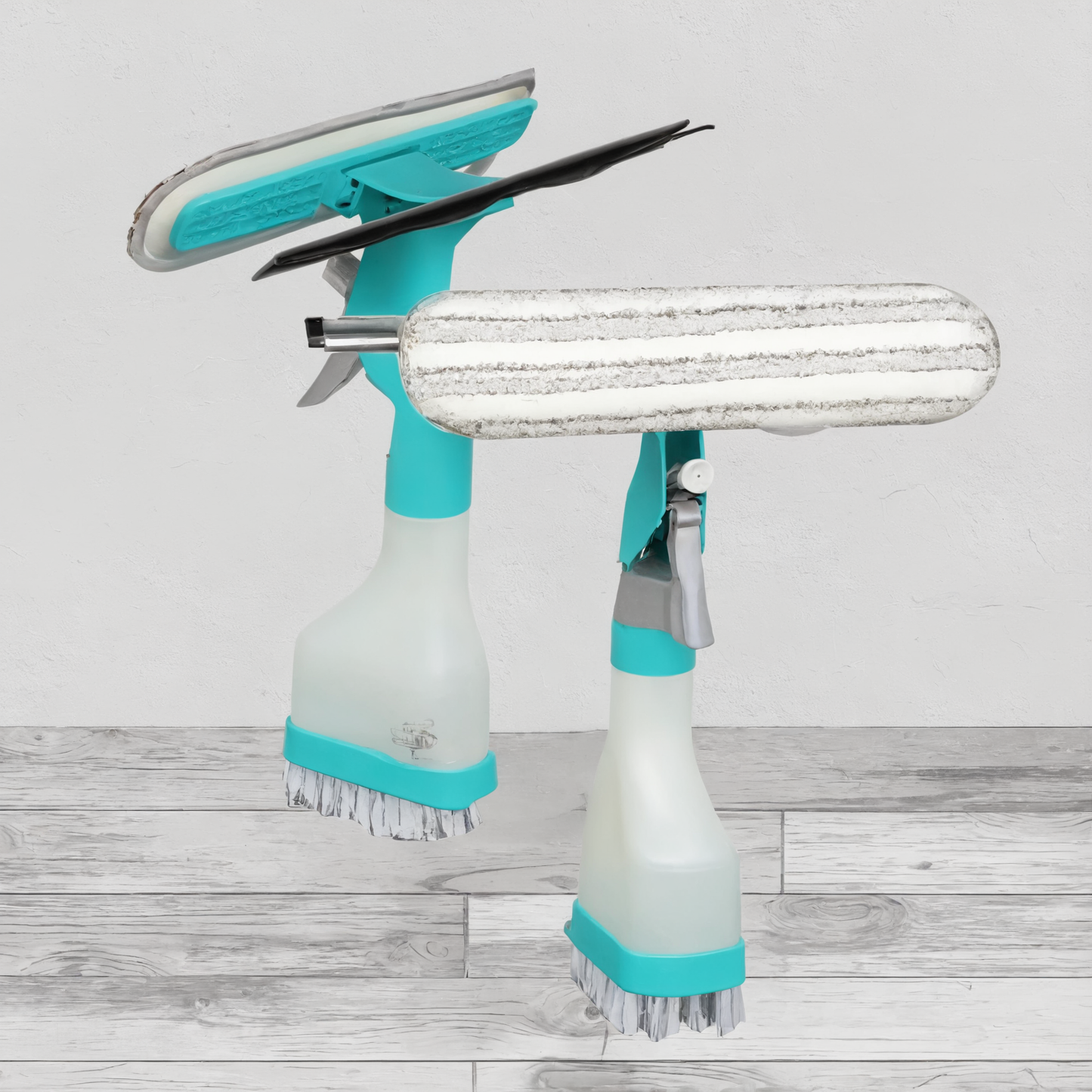 4 in 1 Spray Window Cleaning Brush,Multi-Functional Double-Sided Glass Squeegee Set,Non-Slip Handle Sponge Scrub for Mirror Door